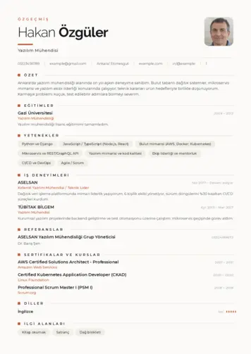 Yazılım Mühendisi Cv Örnekleri cv indir